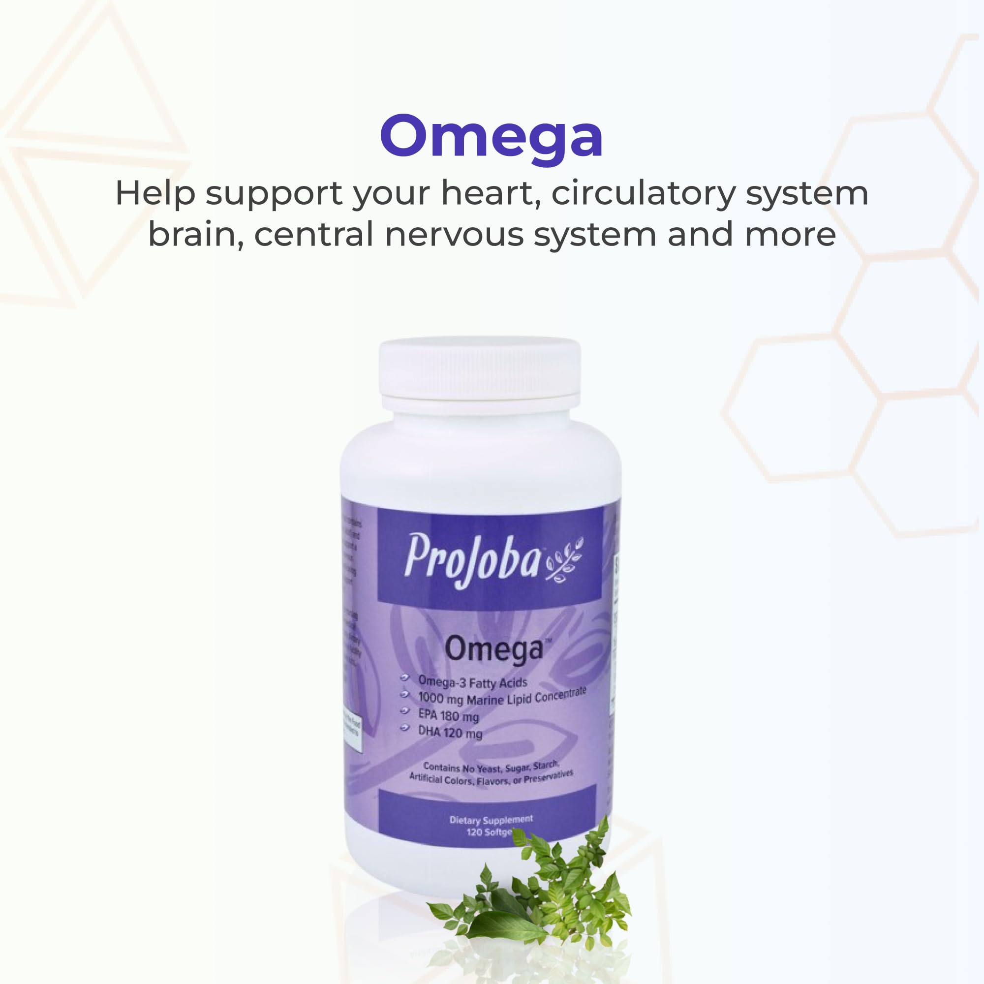 Youngevity Projoba Omega bottle back shows ingredients and usage notes