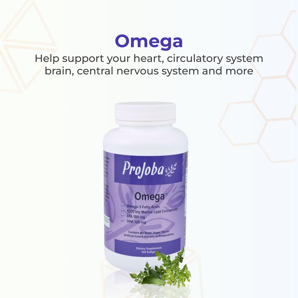 Youngevity Projoba Omega bottle back shows ingredients and usage notes