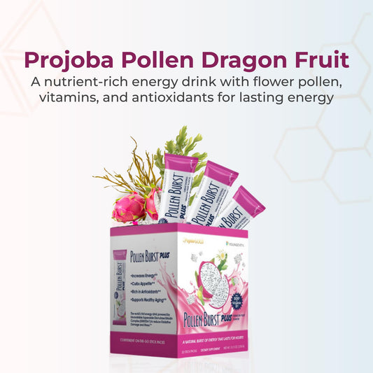 Youngevity ProJoba Pollen Burst single-serve stick for quick energy.