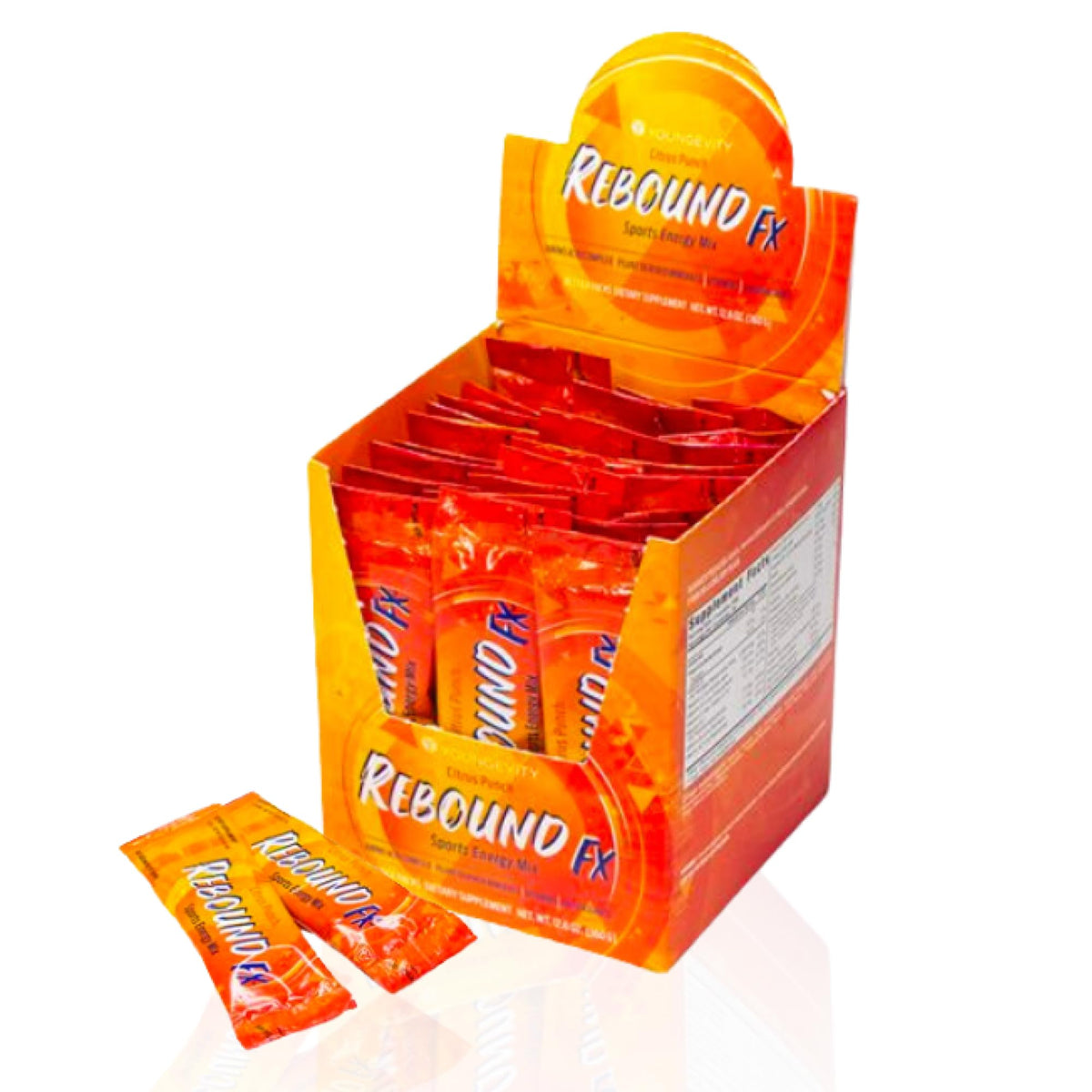 Youngevity Rebound FX Citrus Punch stick-pack front for quick energy on the go.