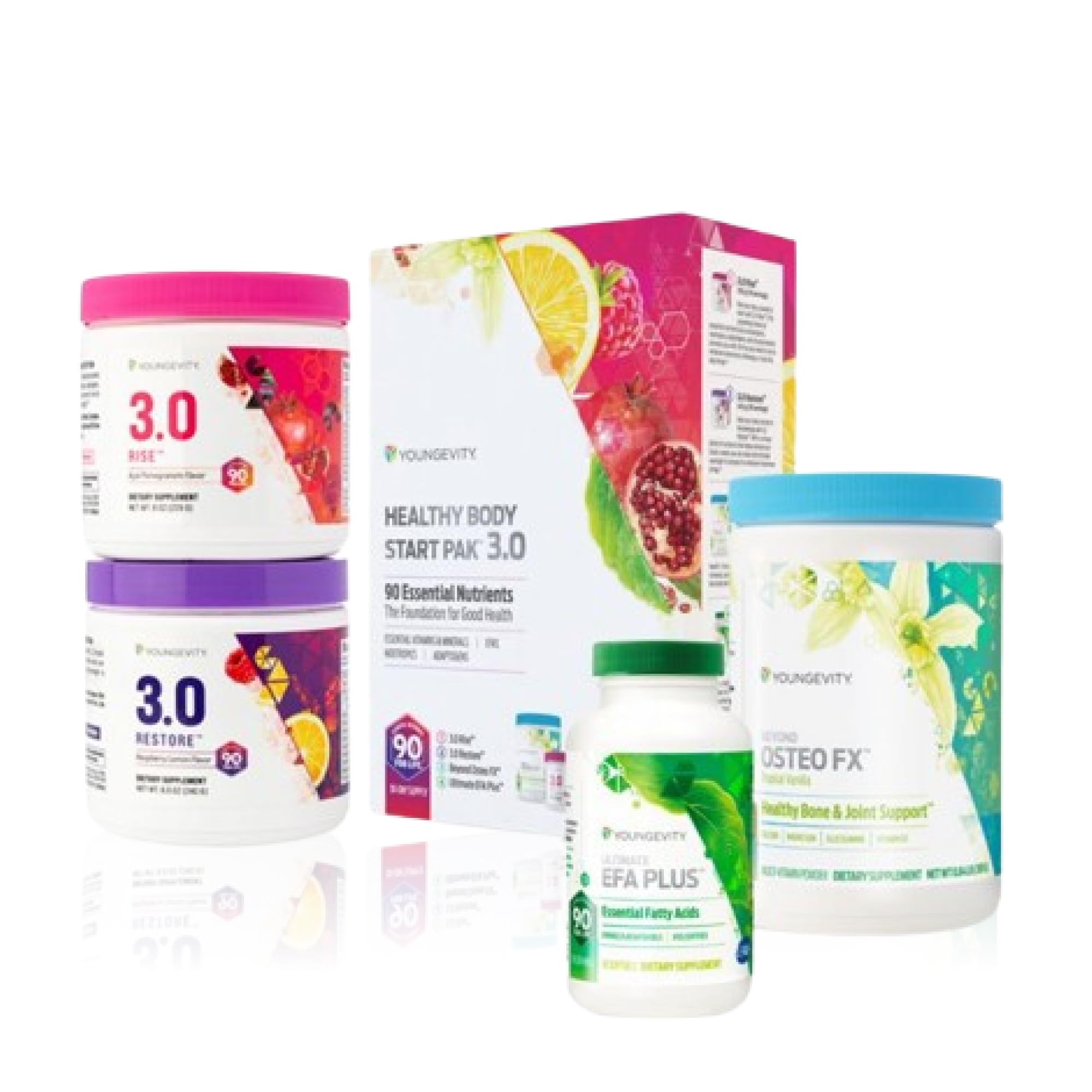 Youngevity Rise & Restore bottle promotes daily nutrition support.