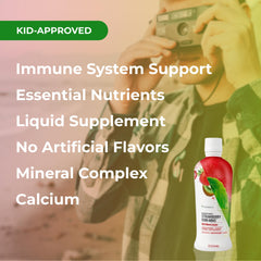 Youngevity Strawberry Kiwi-Mins dropper and liquid with kid-friendly dosing options
