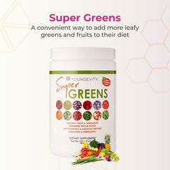 Youngevity Super Greens nutrition label close-up for quick nutrient source awareness.