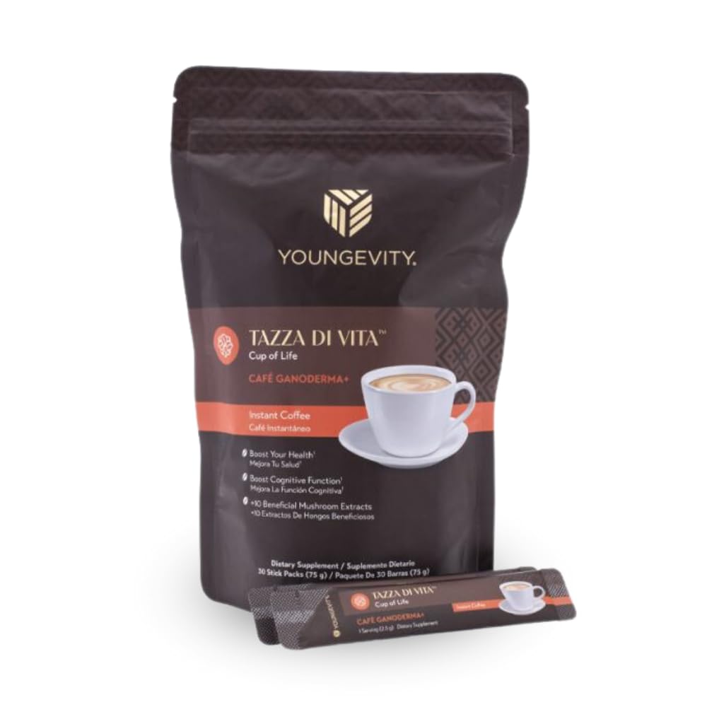 Youngevity Tazza Di Vita Ganoderma coffee sticks front view for on-the-go energy