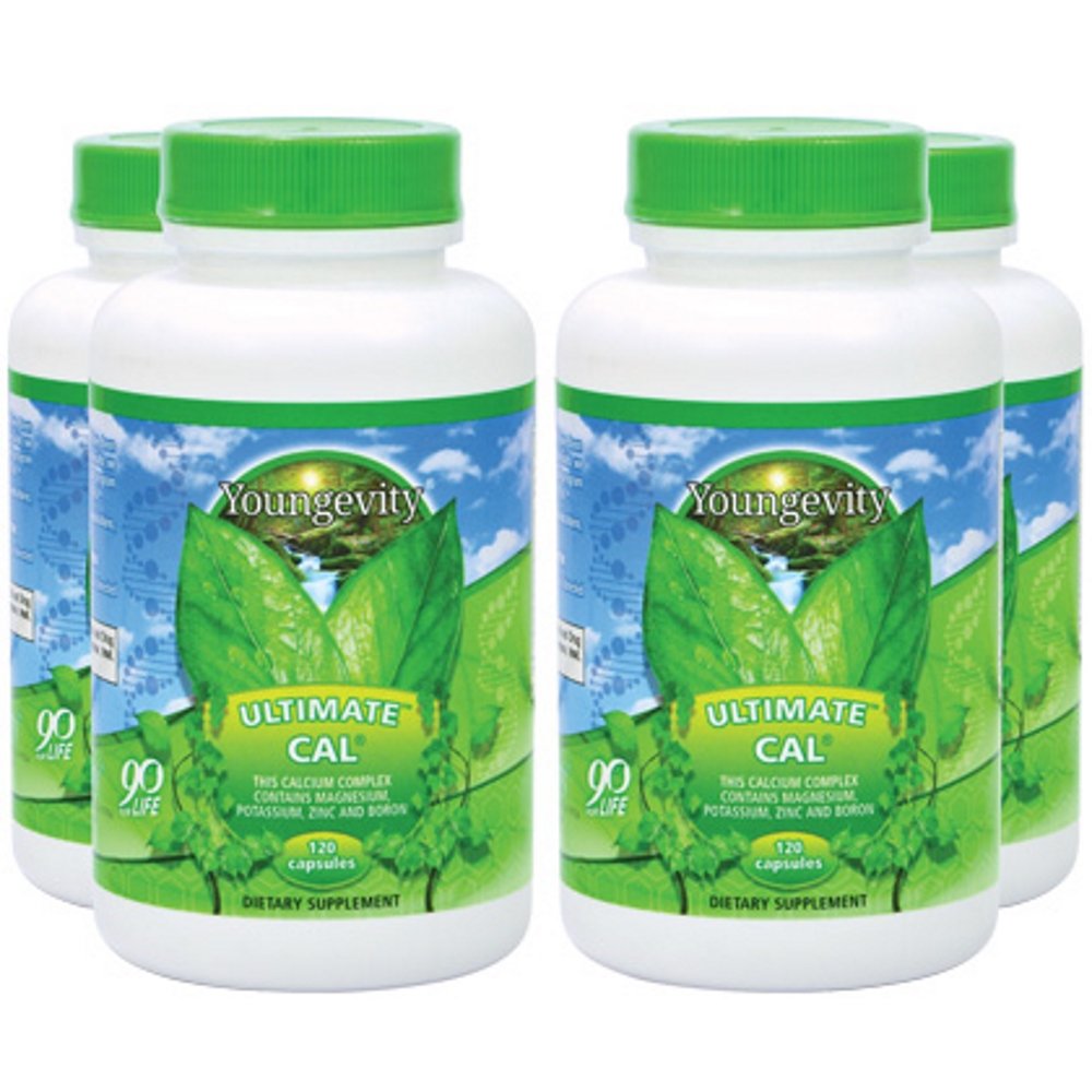 Youngevity Ultimate CAL bottle front view showing packaging and calcium co-factors for bone support.
