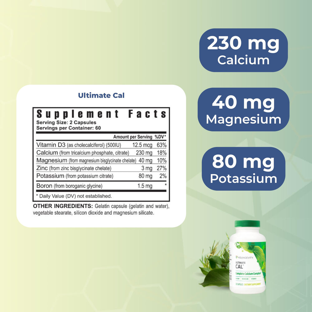 Youngevity Ultimate CAL capsules closeup for easy-to-swallow form