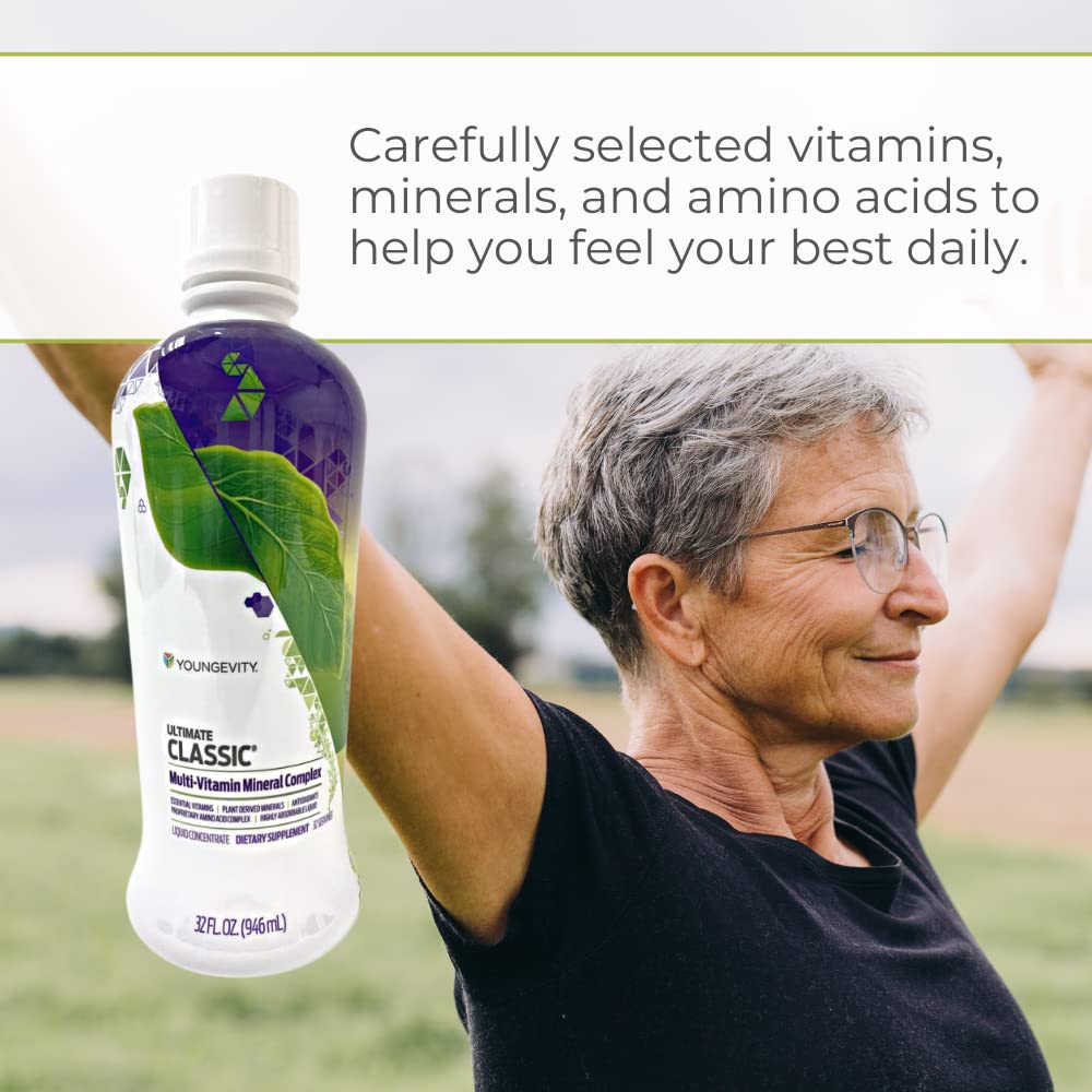 Youngevity Ultimate Classic liquid vial inside view reveals compact daily supplement