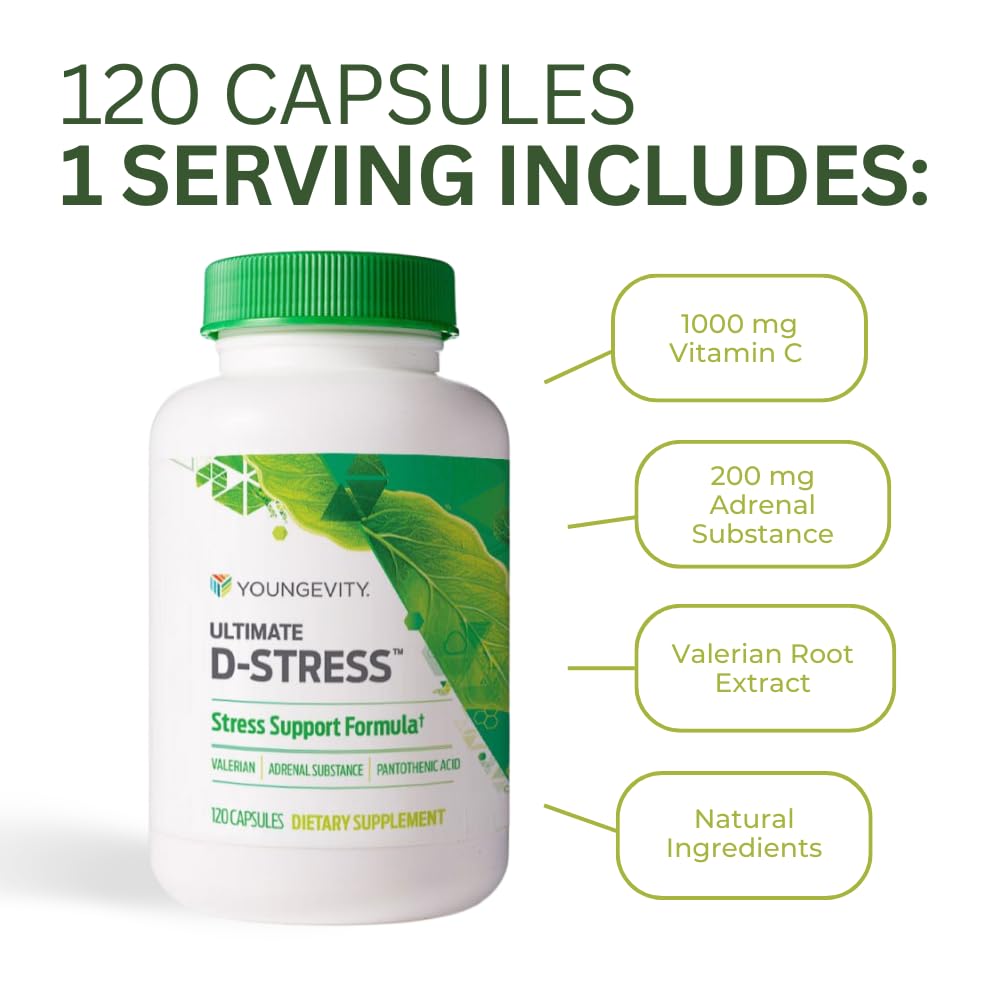 Youngevity Ultimate D-Stress valerian root capsule representing relaxation benefits