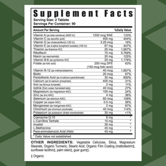 Youngevity Ultimate Daily Mega tablet closeup showing CoQ10 and nutrients for daily use