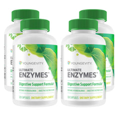 Youngevity Ultimate Enzymes bottle pour supports digestion during meals.