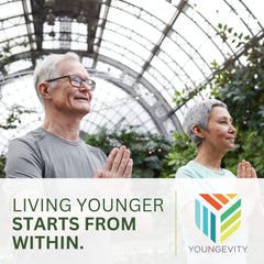 Youngevity Ultimate Flora FX daily-use scene with a glass of water.