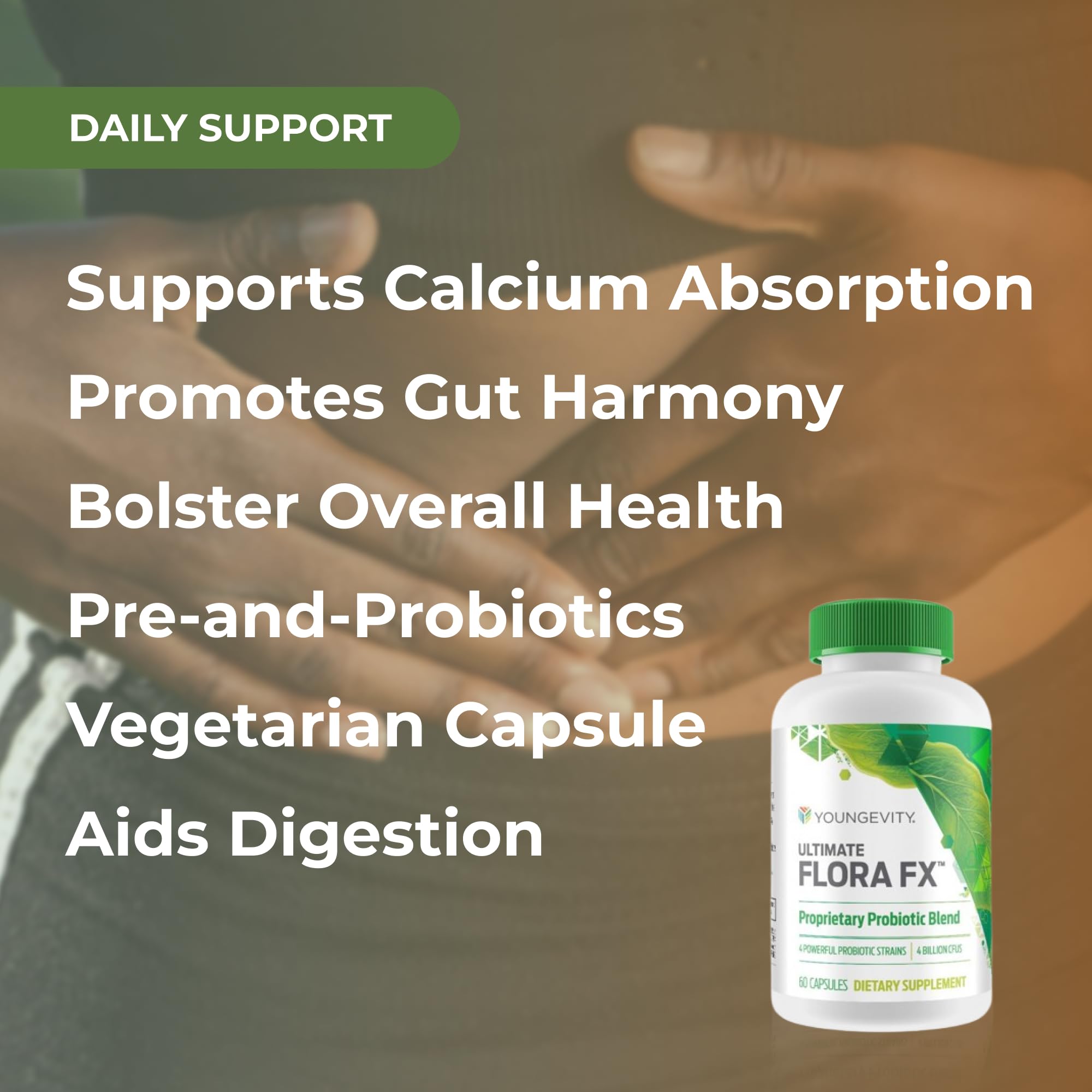 Youngevity Ultimate Flora FX ingredient close-up with Glucono Delta Lactone.