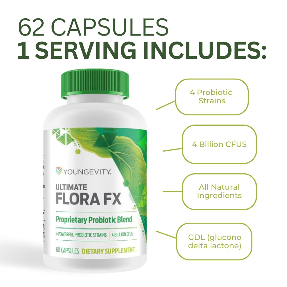 Youngevity Ultimate Flora FX packaging box for on-the-go use.