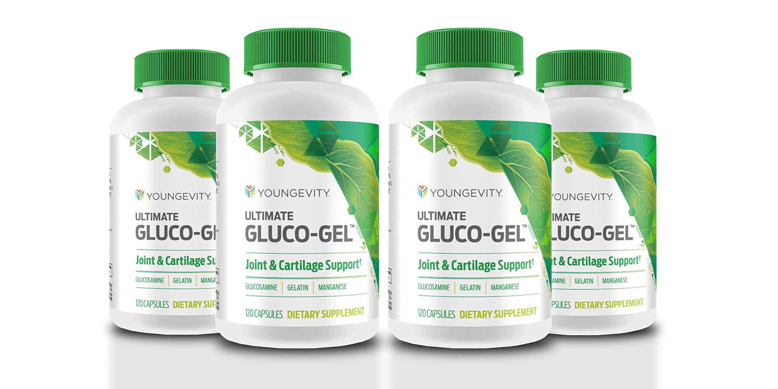 Youngevity Ultimate Gluco-Gel bottle front with capsules for joints support.