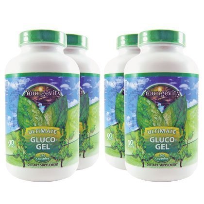 Youngevity Ultimate Gluco-Gel bottle for daily joint support with gelatin-glucosamine blend.