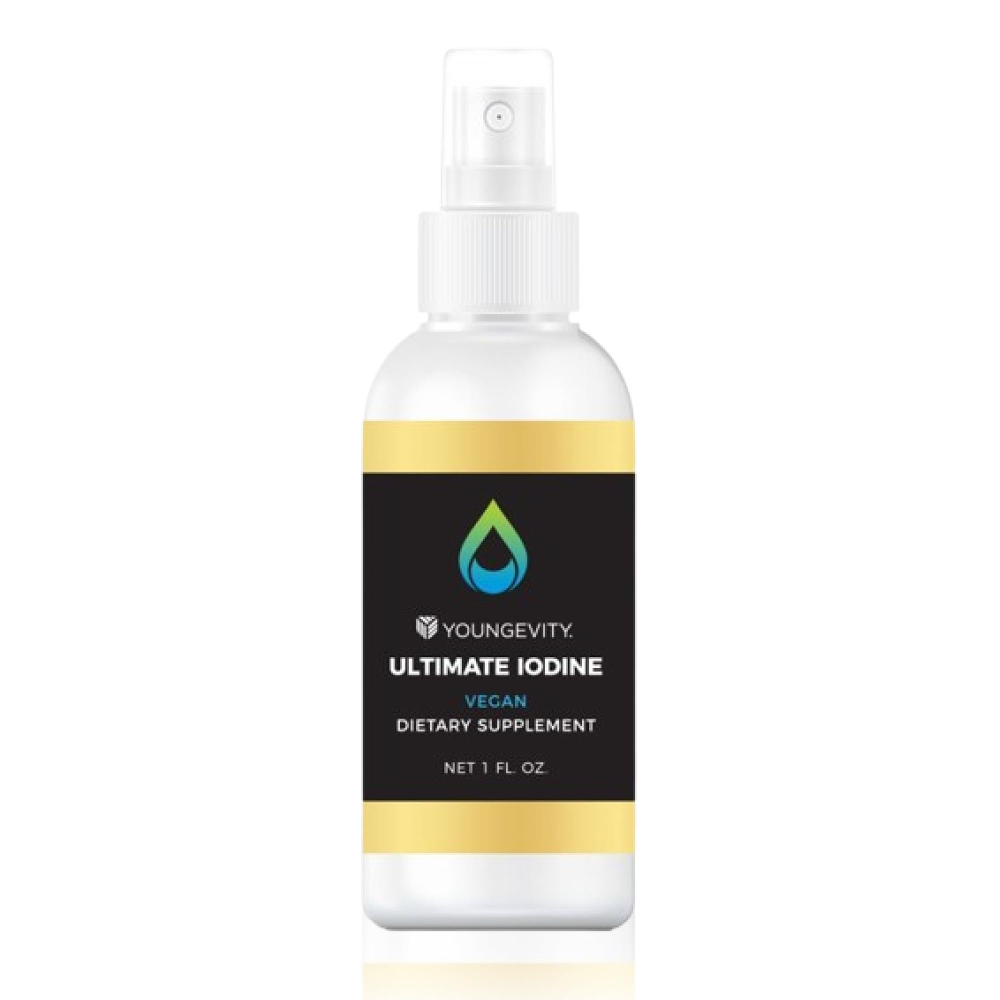 Youngevity Ultimate Iodine bottle pour for easy daily use and energy support.