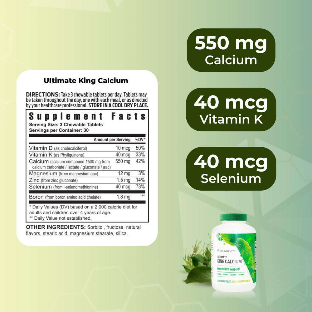 Youngevity Ultimate King Calcium capsules close-up with smooth texture.