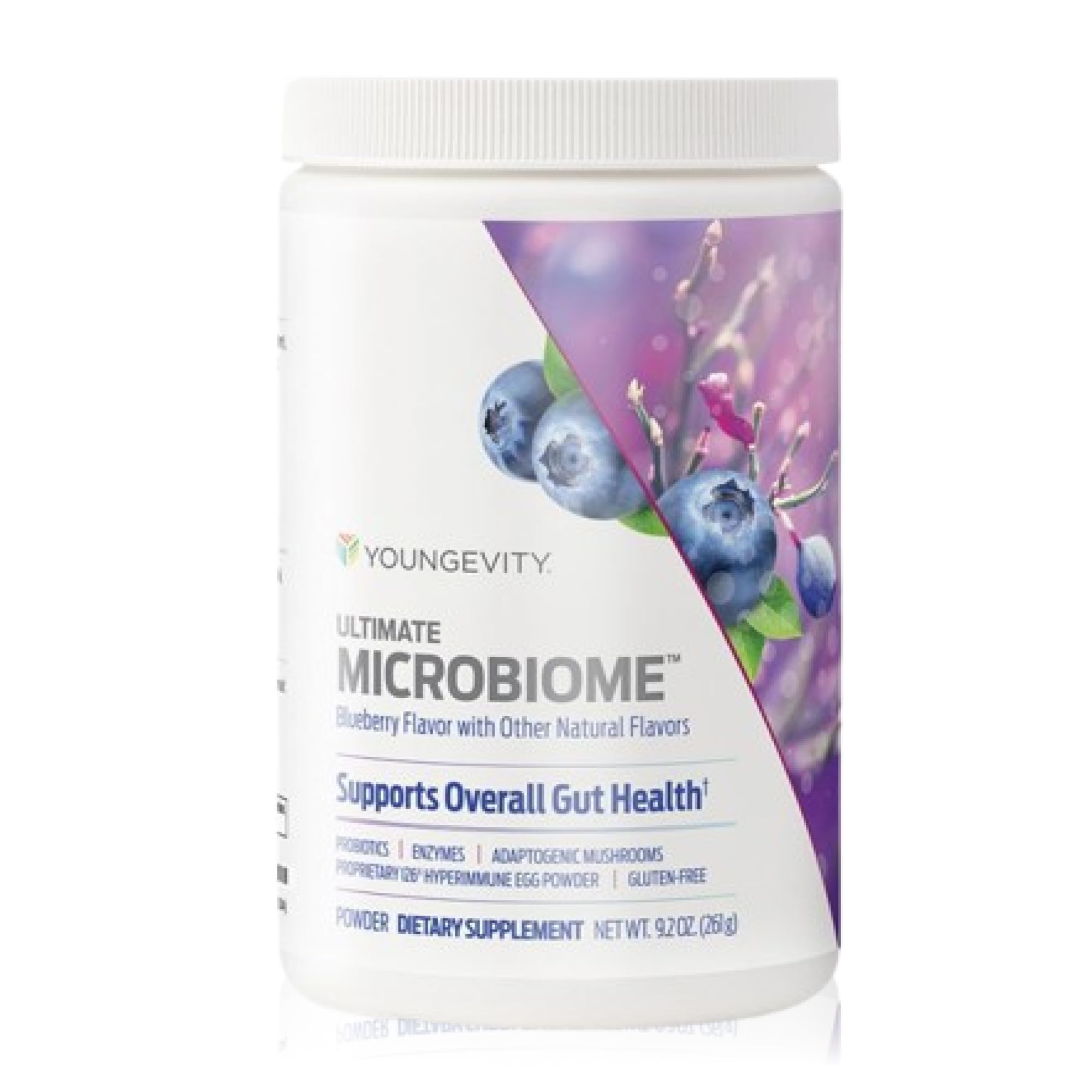 Youngevity Ultimate Microbiome egg powder bottle supports daily digestion.