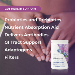 Youngevity Ultimate Microbiome label closeup highlights premium gut ingredients.
