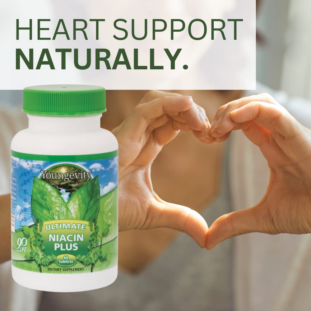 Youngevity Ultimate Niacin Plus product label with key information.