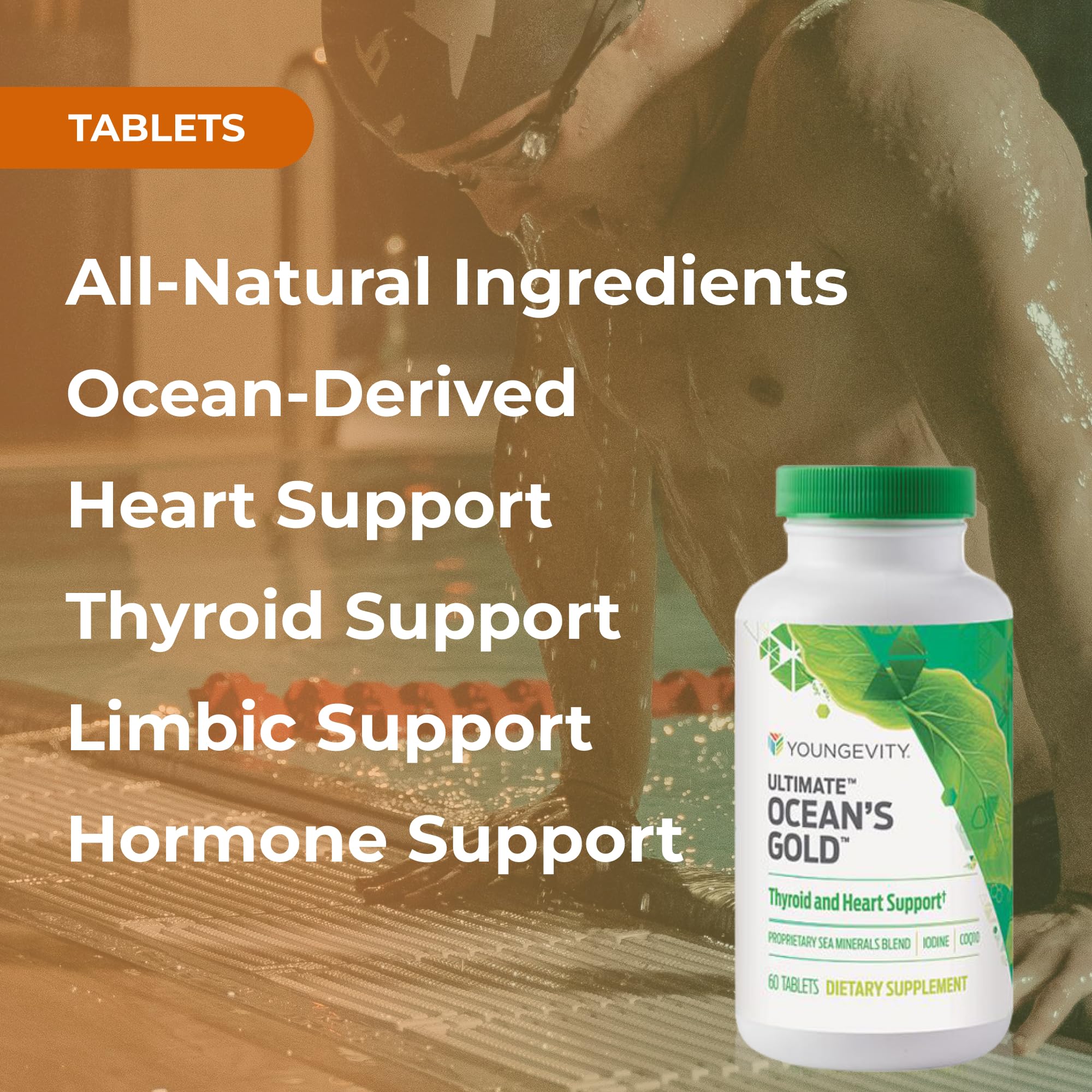 Youngevity Ultimate Ocean's Gold label and bottle emphasize an ocean blend.