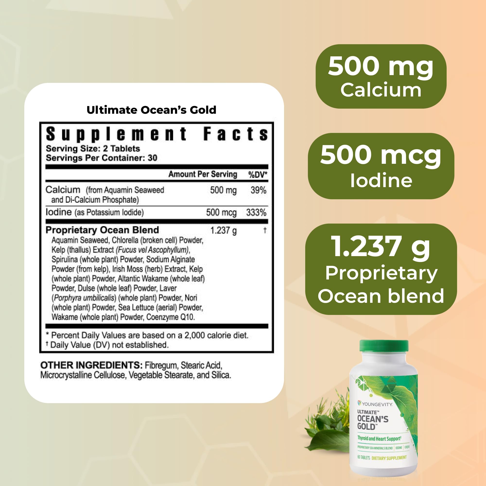 Youngevity Ultimate Ocean's Gold seaweed blend showcases iodine-rich minerals.