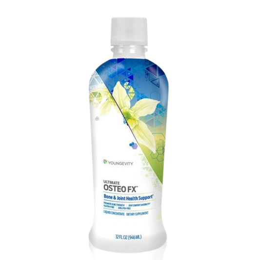 Youngevity Ultimate Osteo-Fx liquid bottle ready for daily calcium and D3 support.