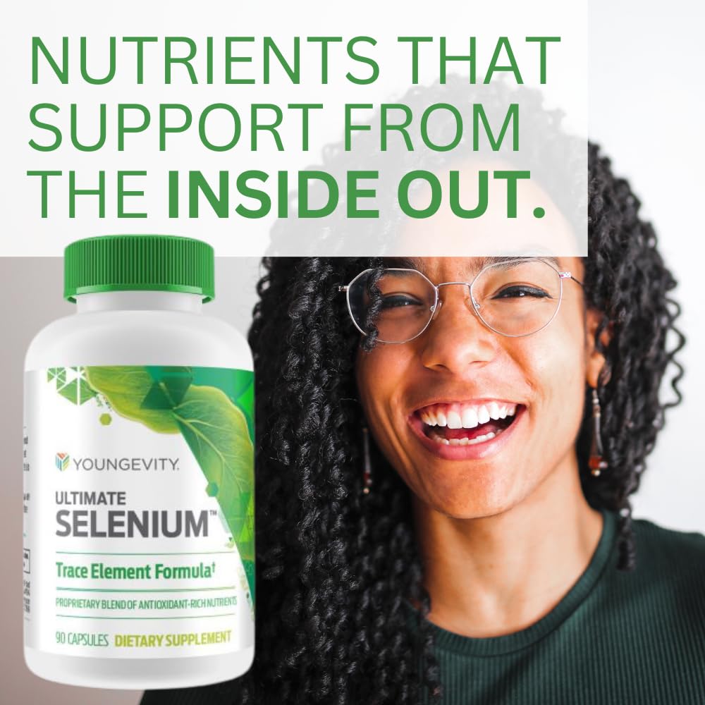 Youngevity Ultimate Selenium + Cofactors label closeup displaying I-selenomethionine feature.