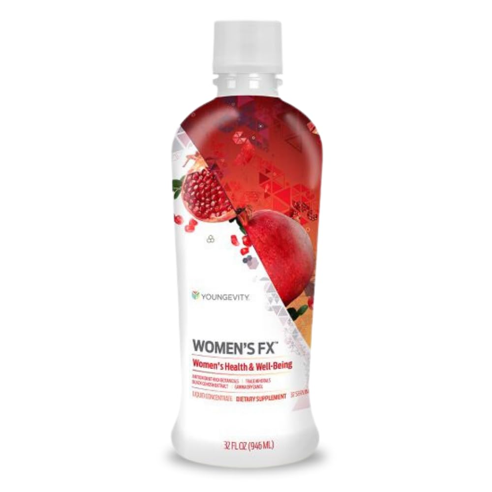 Youngevity Women's FX bottle pour displaying black cohosh blend for daily wellness