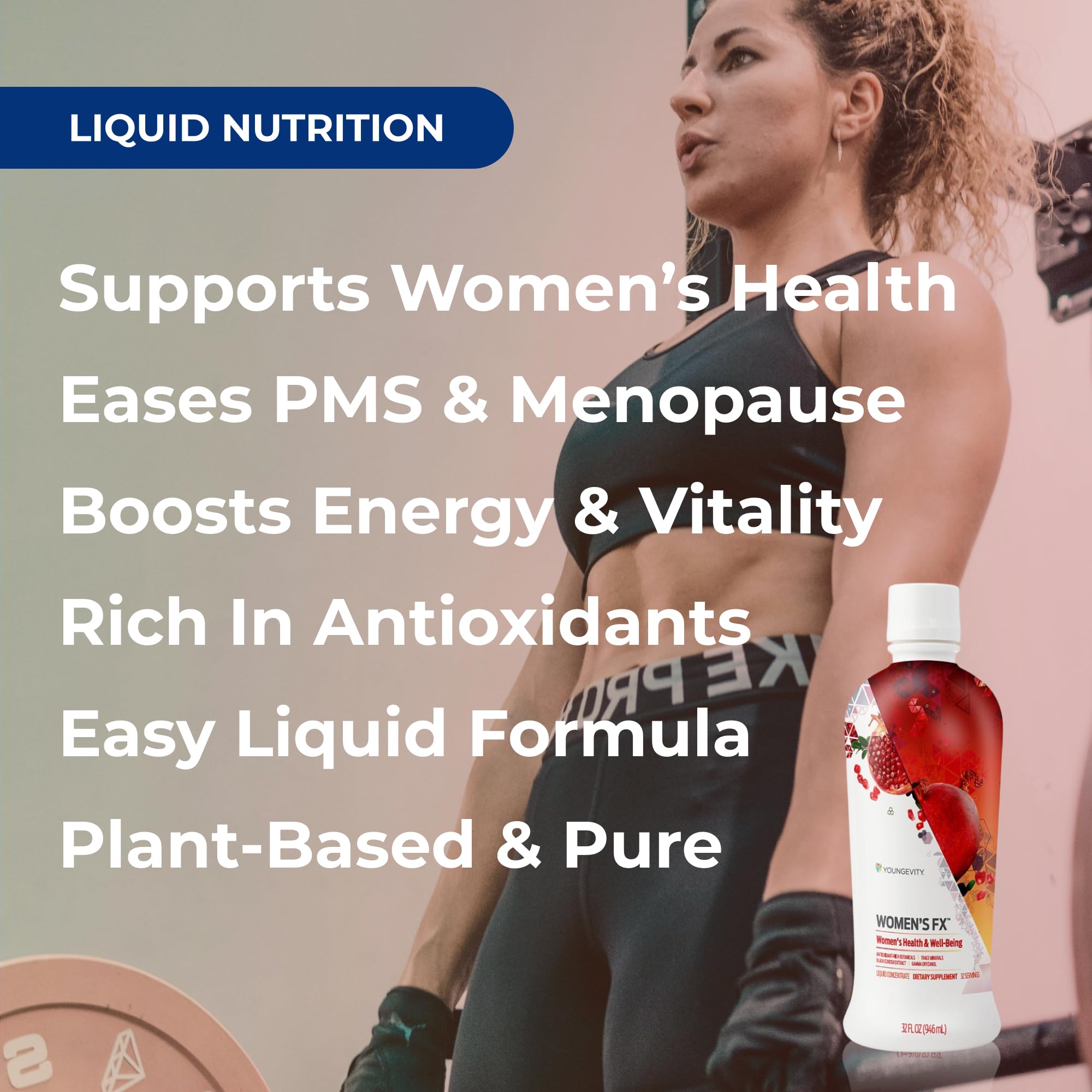 Youngevity Women's FX glass with ready-to-drink serving for daily routine