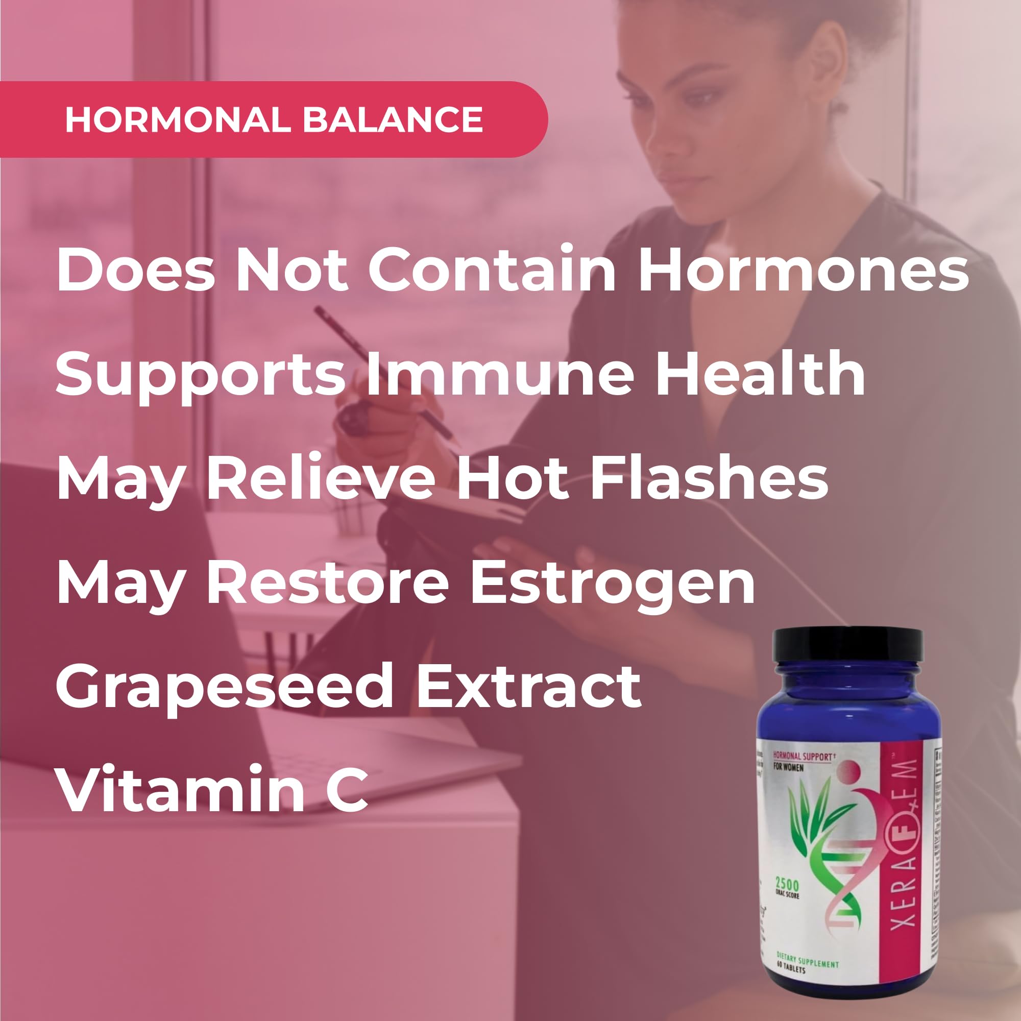 Youngevity XeraFem bottle dispensing tablets for convenient daily use