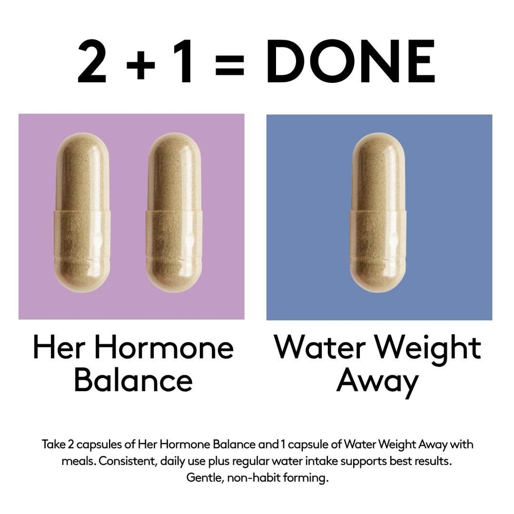 Youth & Tonic Her Hormone Balance dosing guide close-up for daily use.