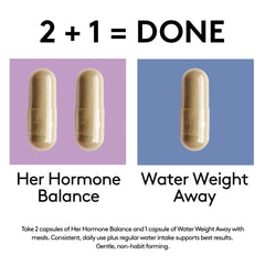 Youth & Tonic Her Hormone Balance dosing guide close-up for daily use.