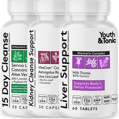 Youth & Tonic 3X Body Cleanse bottle front view for detox support