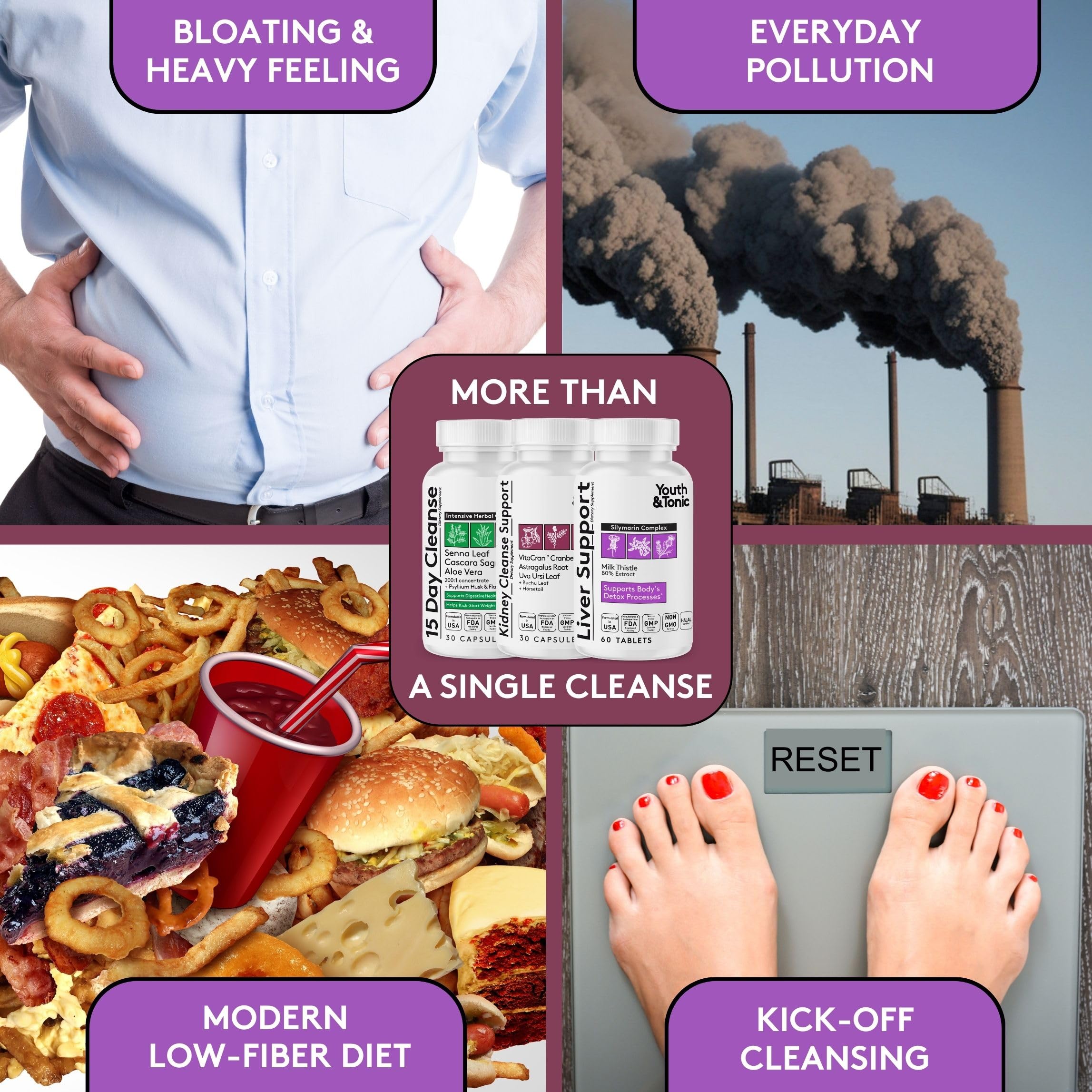 Youth & Tonic 3X Body Cleanse pack shot for daily detox routine