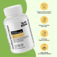 CandEase caprylic acid detail suggesting gut acidity balance support.