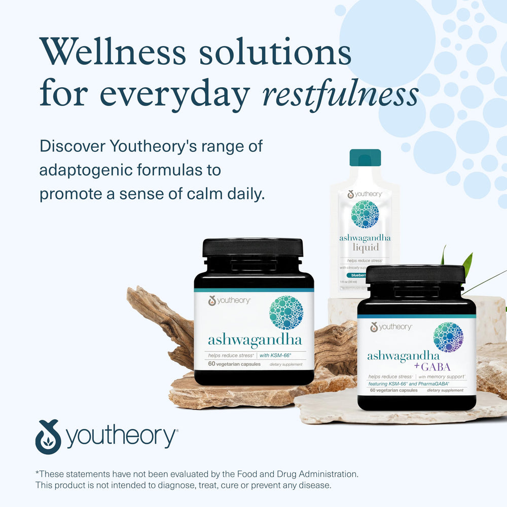 Lifestyle scene with morning routine featuring Youtheory Ashwagandha for energy balance.
