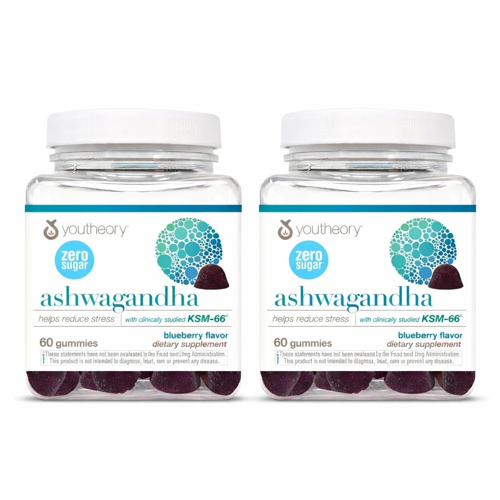 Youtheory Ashwagandha gummies bottle offers convenient daily energy and calm support