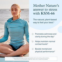 Organic KSM-66 extract label on Youtheory packaging emphasizing premium root extract.