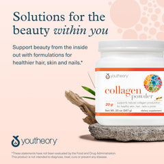 Youtheory collagen powder GMP-certified facility badge highlights quality