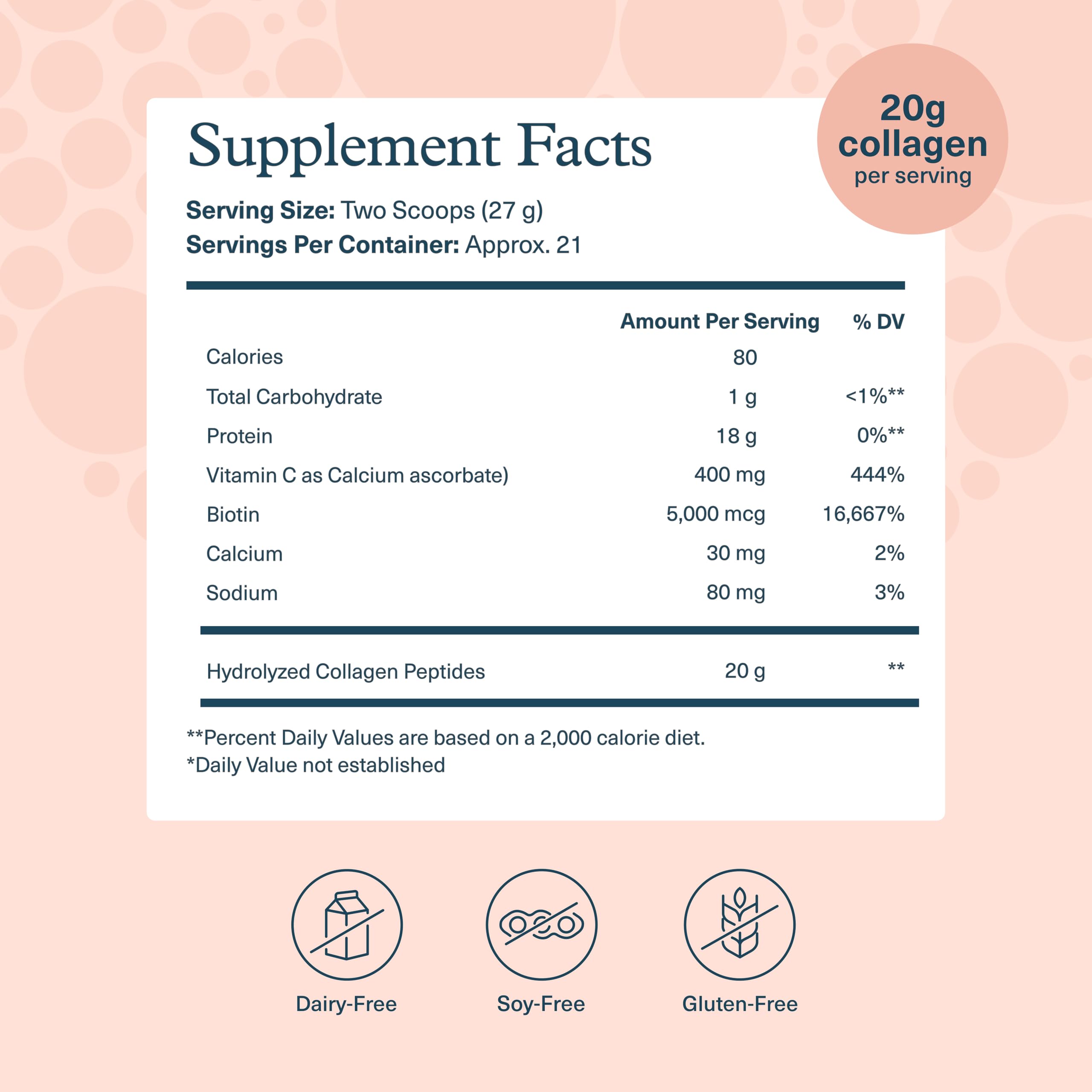 Youtheory collagen powder tub side label detailing ingredients and benefits