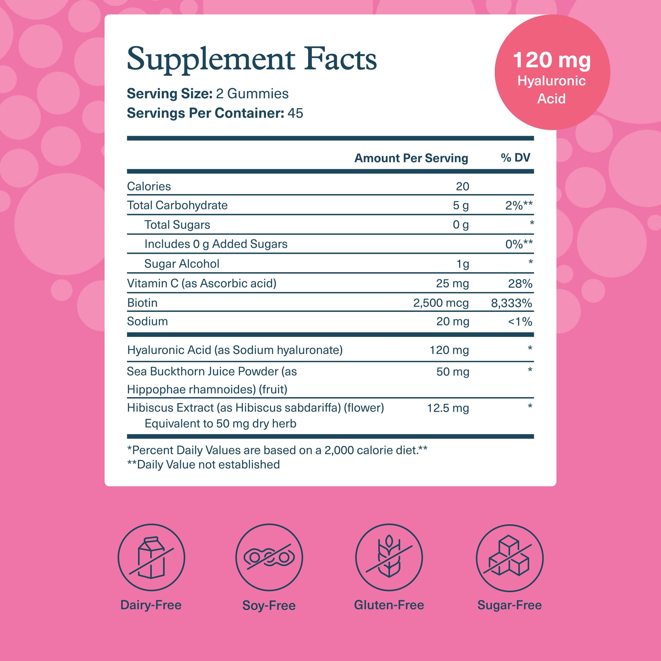 Youtheory Complete Beauty Gummies hyaluronic acid ingredients close-up for skin support