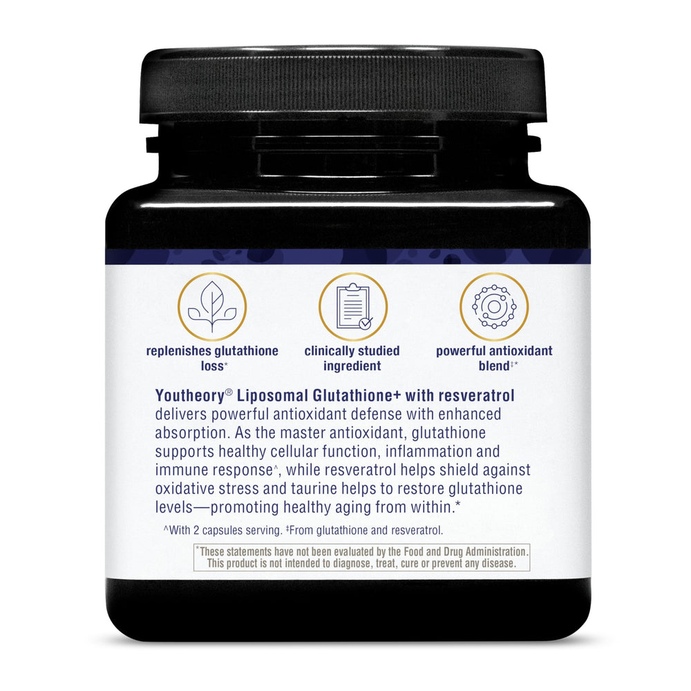 Youtheory Liposomal Glutathione with Resveratrol bottle pour demonstrates convenient use