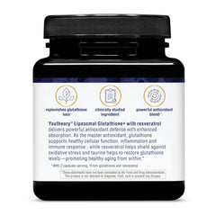 Youtheory Liposomal Glutathione with Resveratrol bottle pour demonstrates convenient use