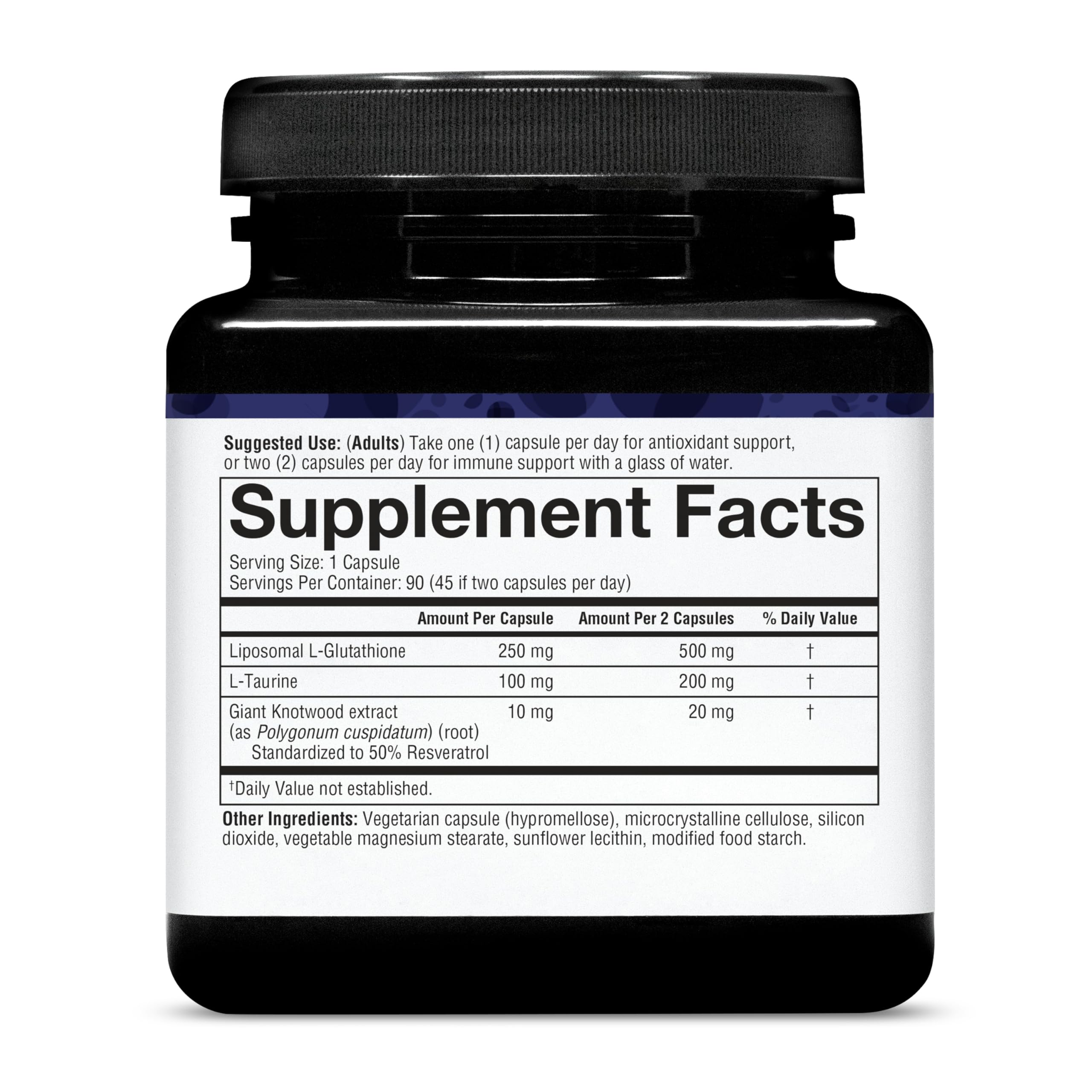 Youtheory Liposomal Glutathione with Resveratrol capsules pack for easy daily supplementation