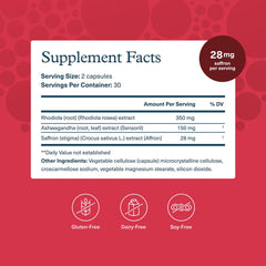 Youtheory Saffron label packaging highlights dairy-free, gluten-free, and soy-free formulation