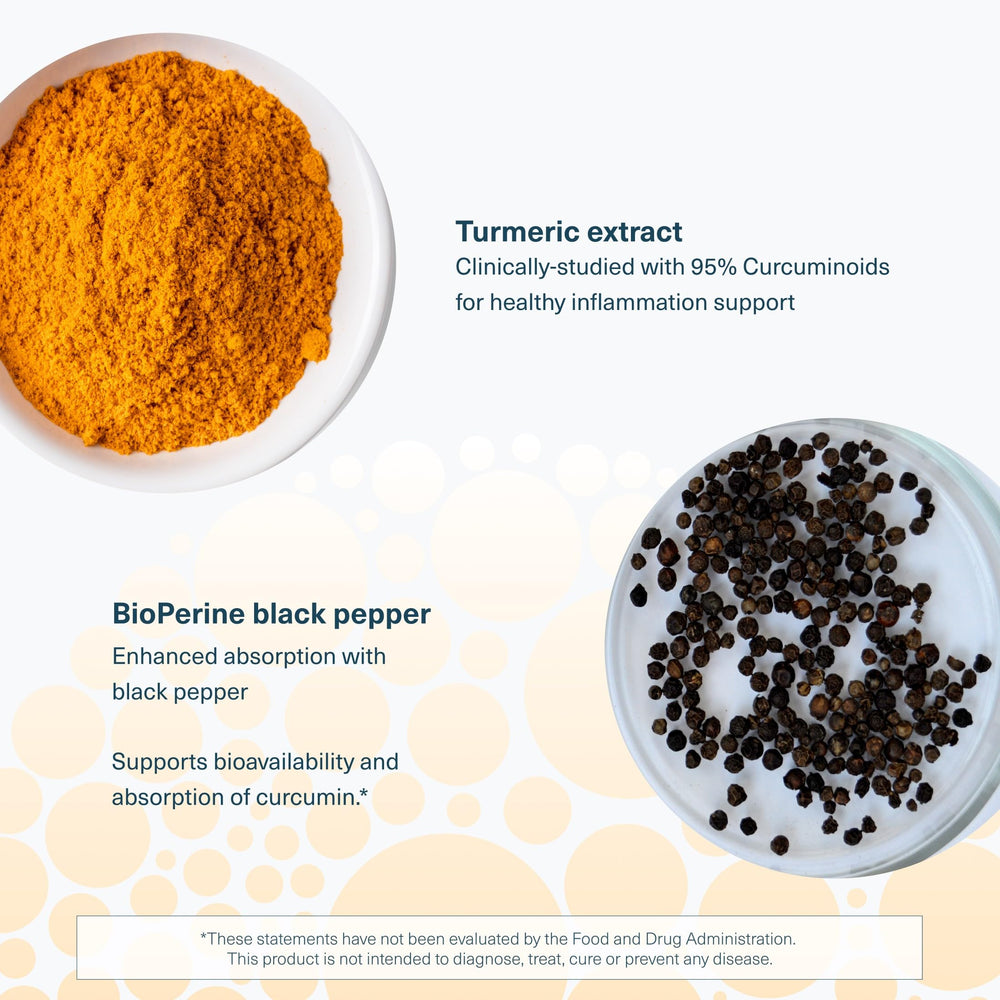 Front view of Youtheory turmeric packaging on display.