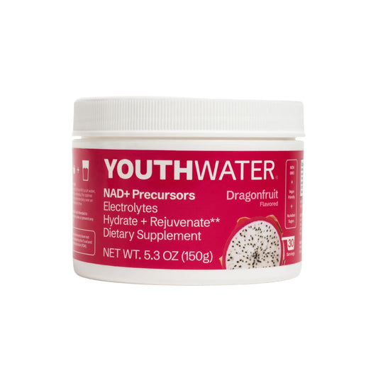 YOUTHWATER NAD+ dragonfruit bottle ready for hydration on the go