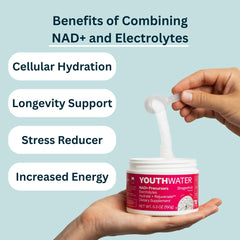 Product label highlights low sugar and essential electrolytes for daily hydration