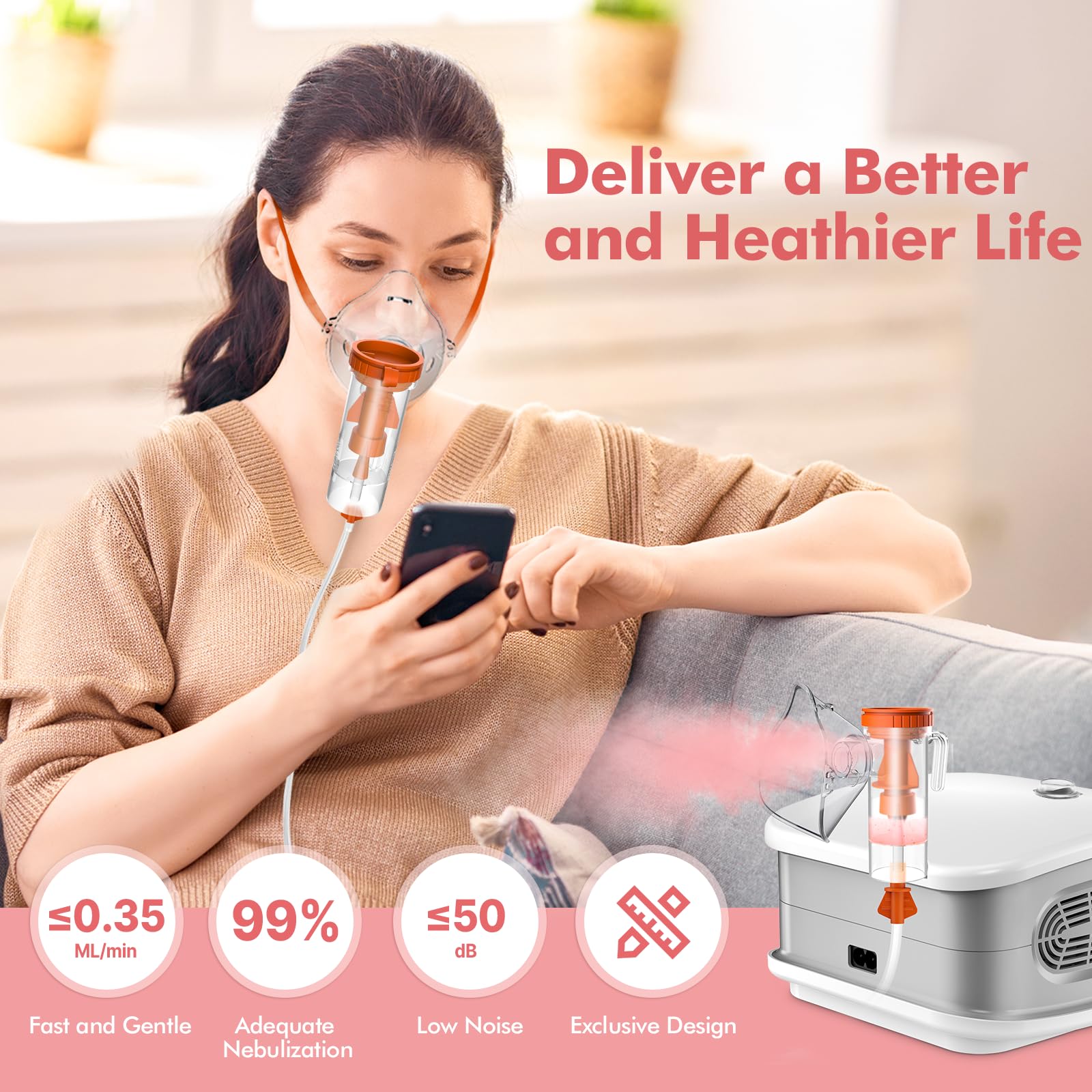 YOUXTU quiet motor nebulizer with muffler for peaceful rooms